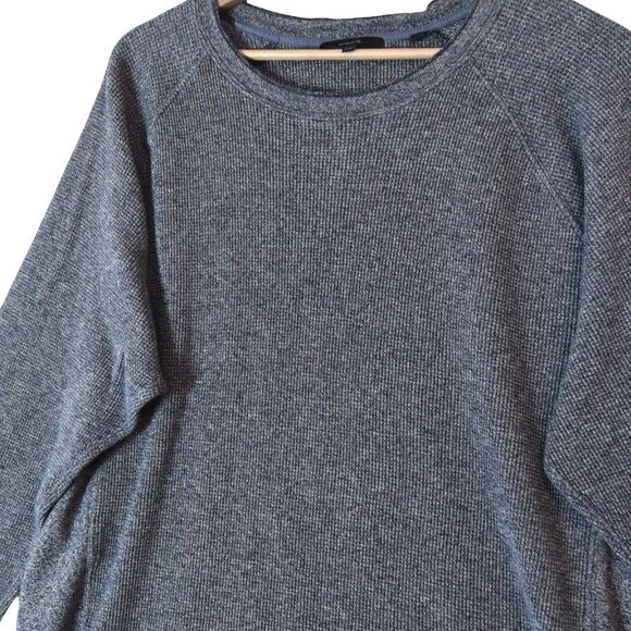 Vince 100% Pima Cotton Waffle Knit Pullover XXL Gray Blue Minimalist Luxe $168 - Picture 5 of 10